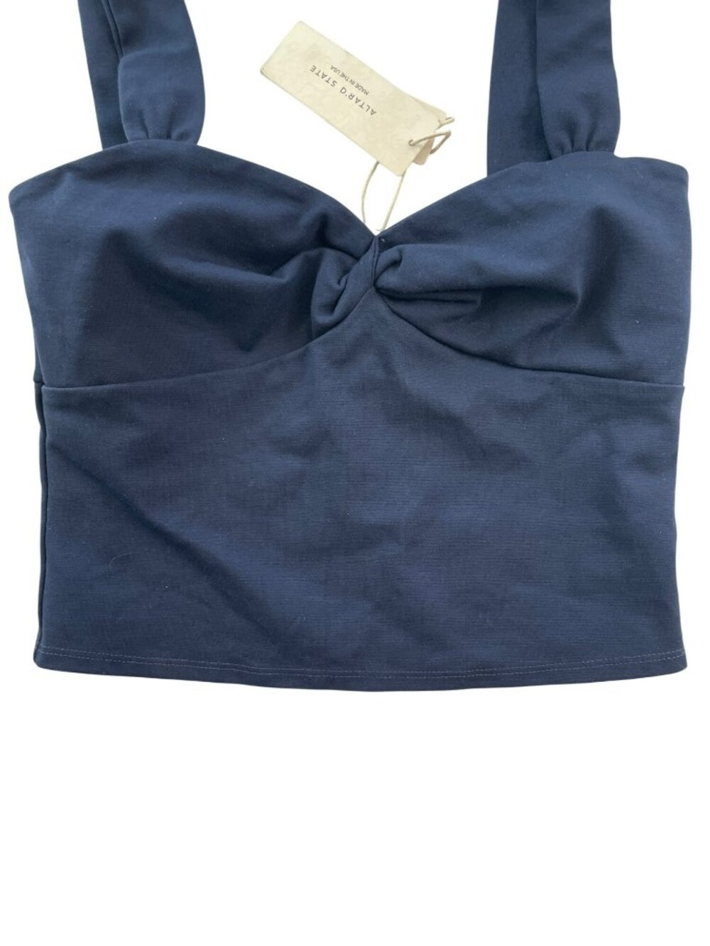 Altar'd State Navy Blue Sleeveless Crop Top Adj Straps Sweetheart Neck Sz M NWT - Picture 2 of 7